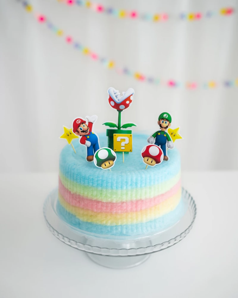 Cukraus vatos sluoksnių tortas "Super Mario"