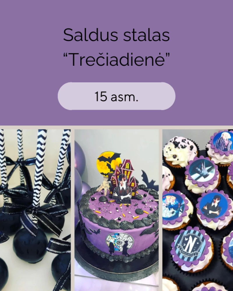 Saldus stalas TREČIADIENĖ, 15 asm.